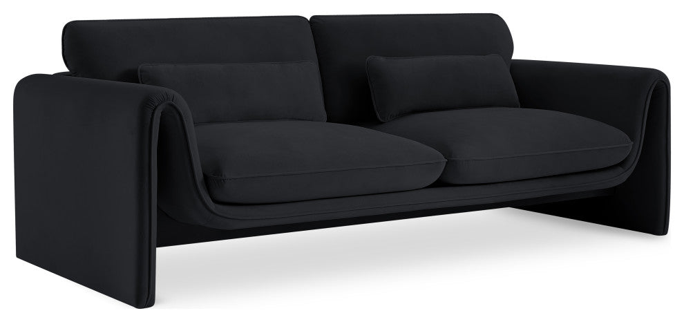 Sloan Black Velvet Fabric Sofa