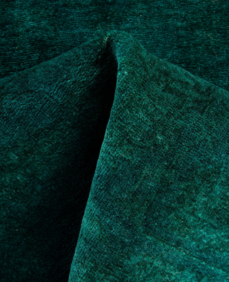 Overdyed One-of-a-Kind Hand-Knotted Area Rug Green, 4' 2" x 5' 9"