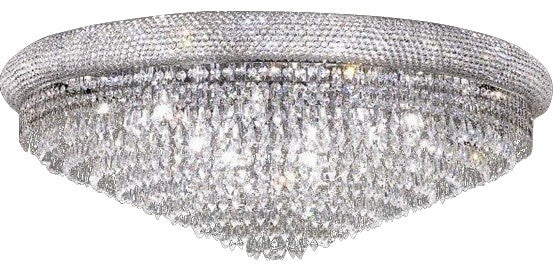 Elegant Primo Flush Mount, Chrome Finish With Royal Cut Crystal