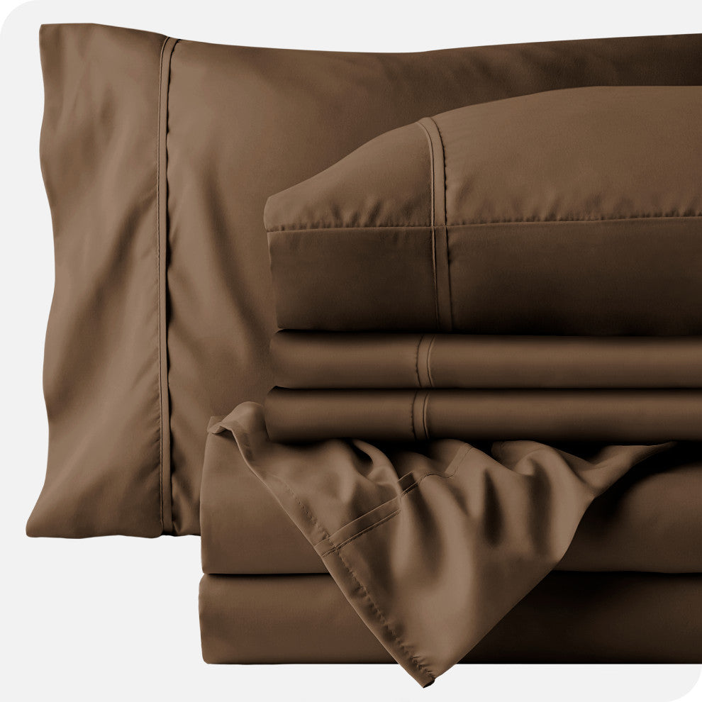 Bare Home 6-Piece Microfiber Sheet Set, Cocoa, Queen