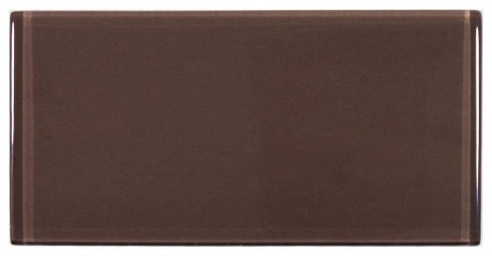 Glass Subway Tile, Brown, Sample Swatch