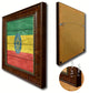 Ethiopia Country Textured Flag Print With Brown Gold Frame, 15"X21"