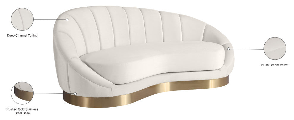 Shelly Velvet Upholstered Chaise, Cream