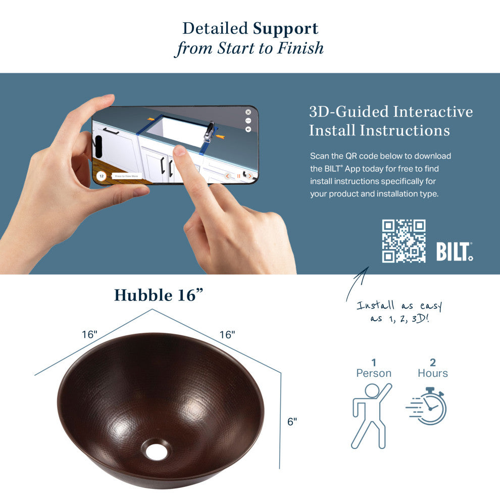 Hubble 16" Vessel Bathroom Sink in Copper