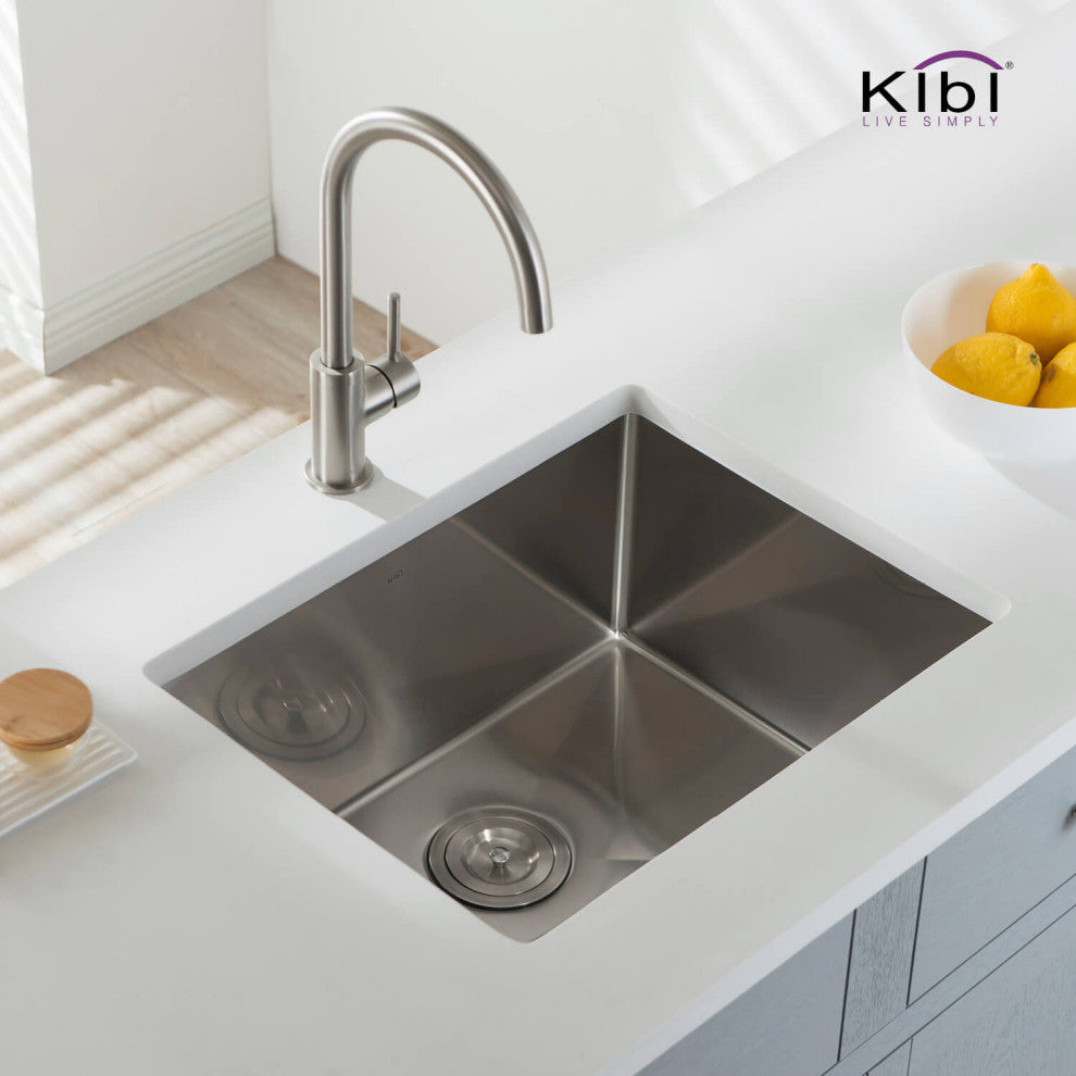 KIBI Handcrafted Undermount Single Bowl 16 gauge Stainless Steel Kitchen Sink, 2