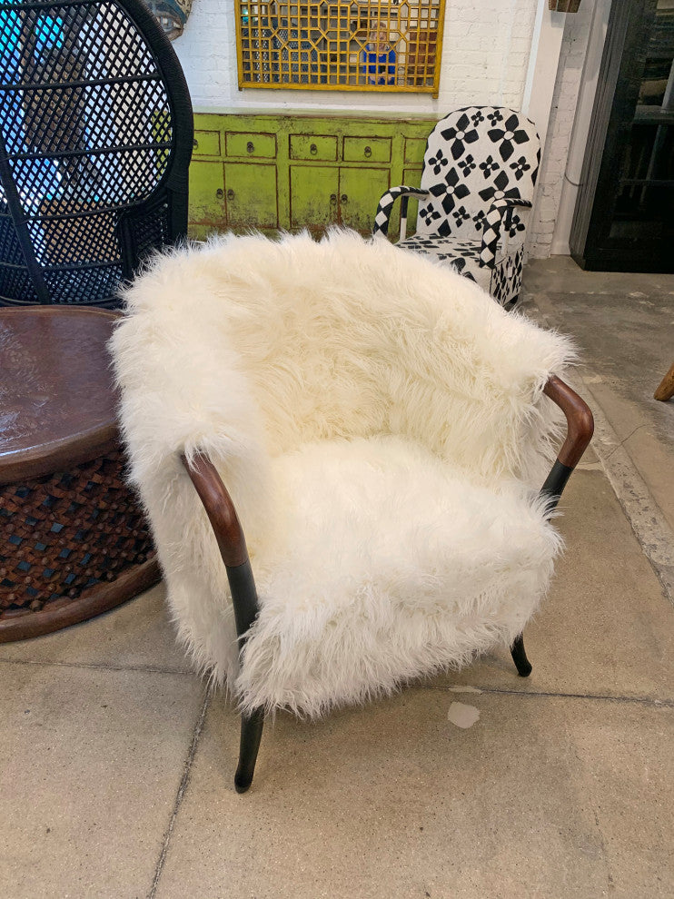 White Faux Fur Arm Chair