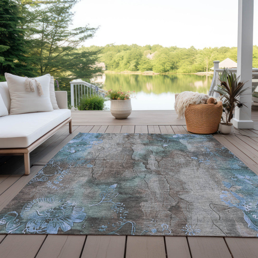 Machine Washable Indoor/Outdoor Chantille ACN1869 Taupe 3' x 5' Rug