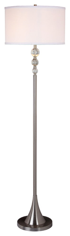 Spheres 60" Satin Nickel Finished Floor Lamp With Real, Clear Crystal Spheres