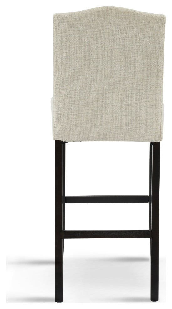 Deville 30" Counter Height Upholstered PU Bar Stools, Set of 2, Beige Fabric