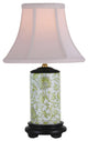 White and Green Tapestry Porcelain Vase Table Lamp 15"