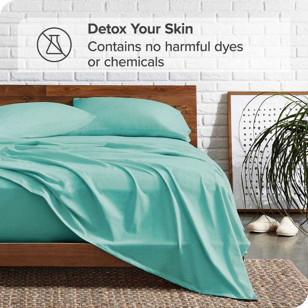 Bare Home Twin XL 1800 Microfiber Sheet Set, Turquoise