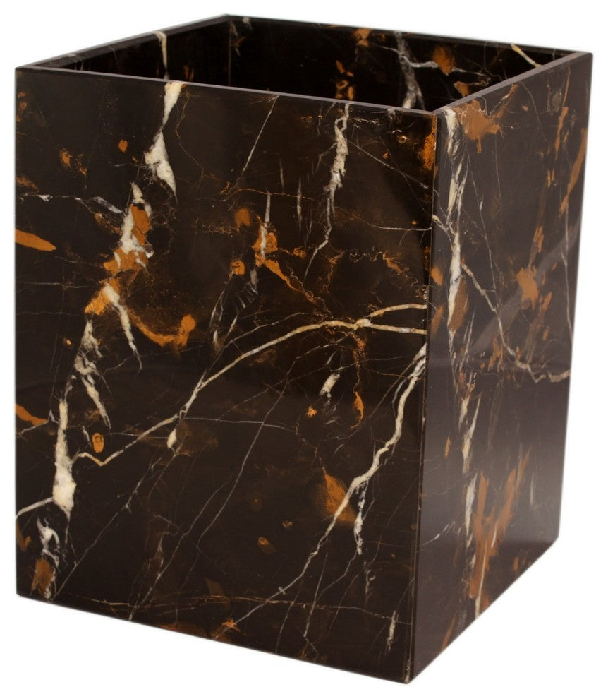 Myrtus Collection Black and Gold Marble Waste Bin