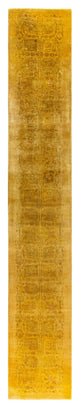 Overdyed One-of-a-Kind Hand-Knotted Area Rug Yellow, 2' 6" x 16' 2"