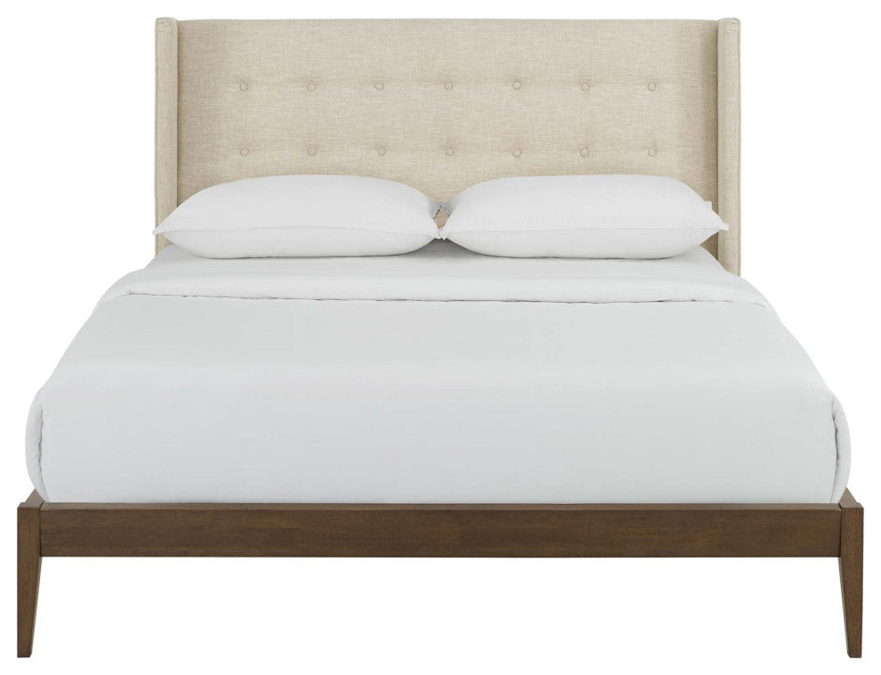 Hadley Queen Wingback Upholstered Polyester Fabric Platform Bed by Modway