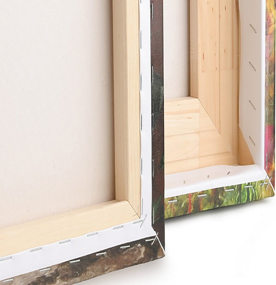 Golden Water Drops on Mirror, Abstract Canvas Art Print, 60"x28", 5 Panels