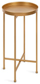Celia Round Metal Foldable Tray Accent Table, Gold 14x14x25.75