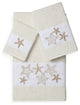 Linum Home Textiles Lydia 3-Piece Embellished Towel Set, Cream