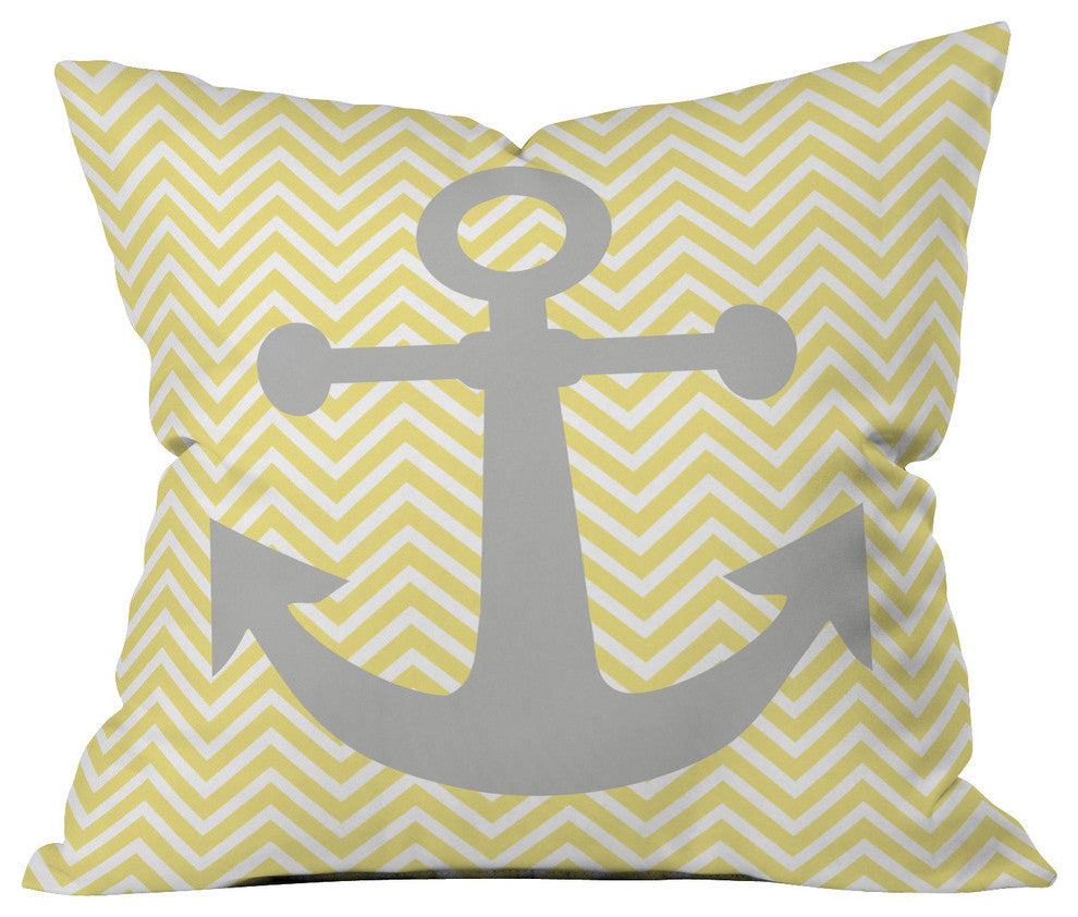 Lara Kulpa Yellow Anchor Outdoor Throw Pillow