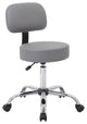 Boss Office Products Vinyl Mid-Back Medical Stool in Gray