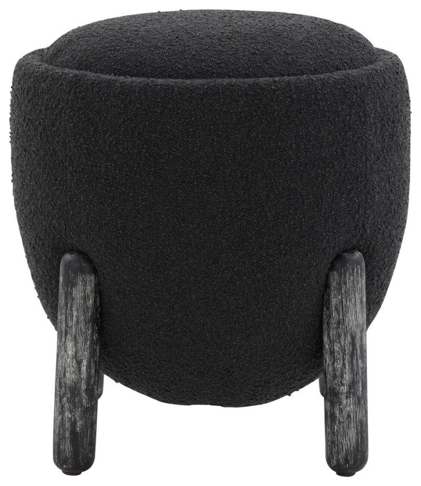 Safavieh Couture Clarabella Boucle Ottoman, Black