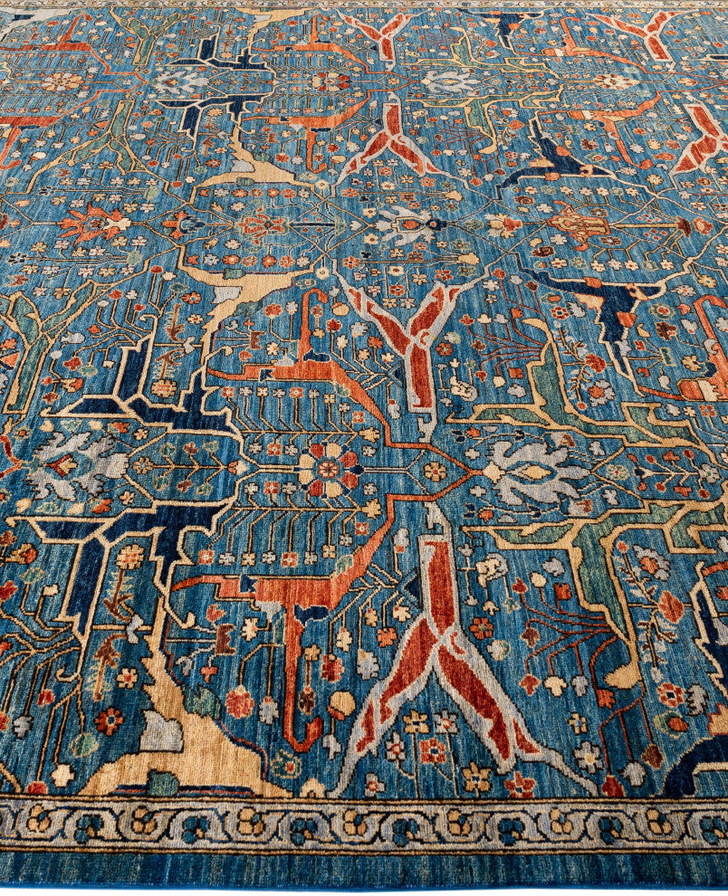 Serapi One-of-a-Kind Hand-Knotted Area Rug Light Blue, 9'0" x 11'9"