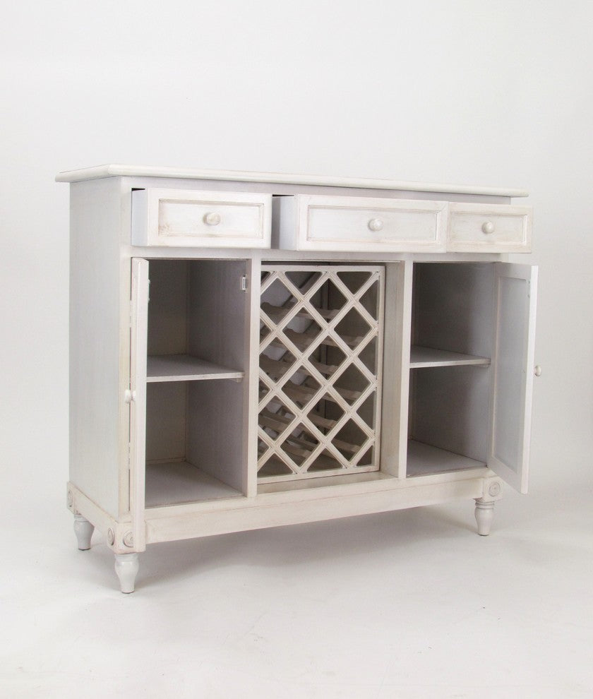 Wine Rack Sideboard, Aged White
