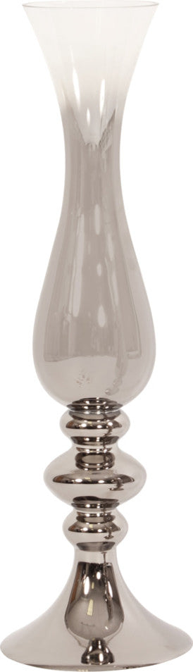 Howard Elliott Smoky Glass Chrome Vase, Large