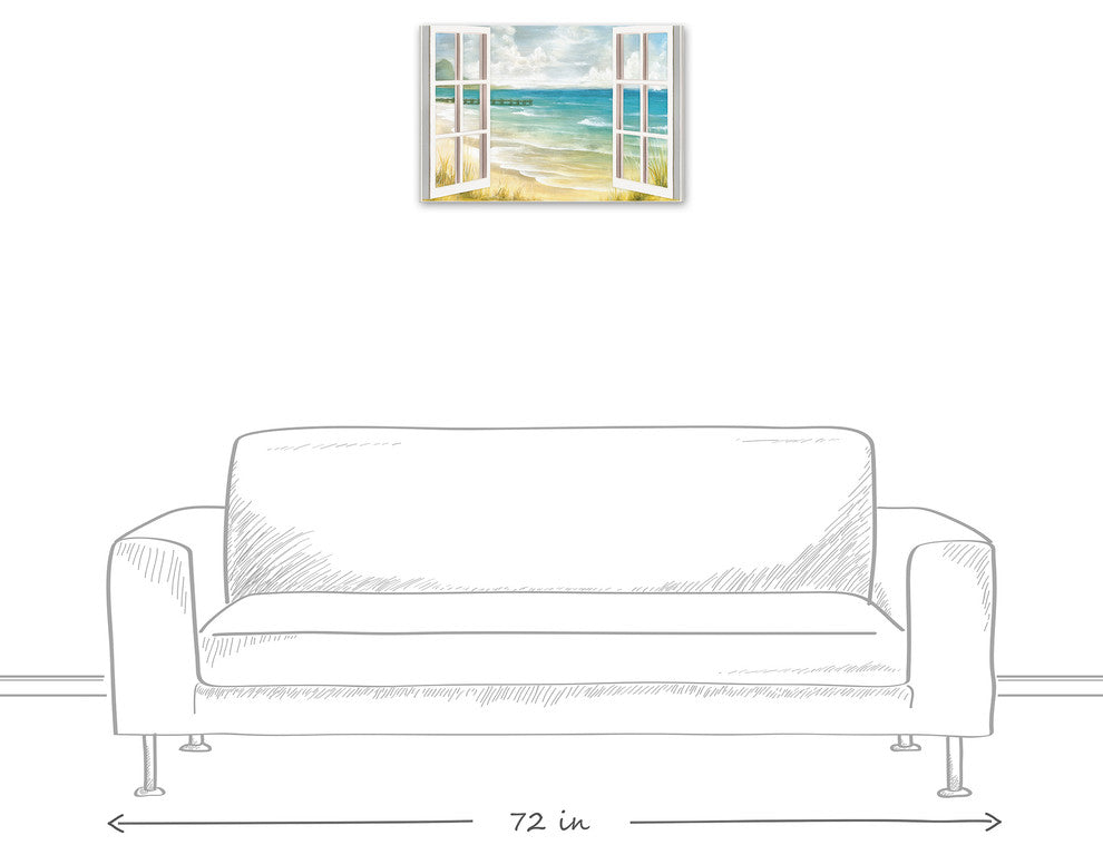 Open Windows to Beach Paradise 16x24 Canvas Wall Art