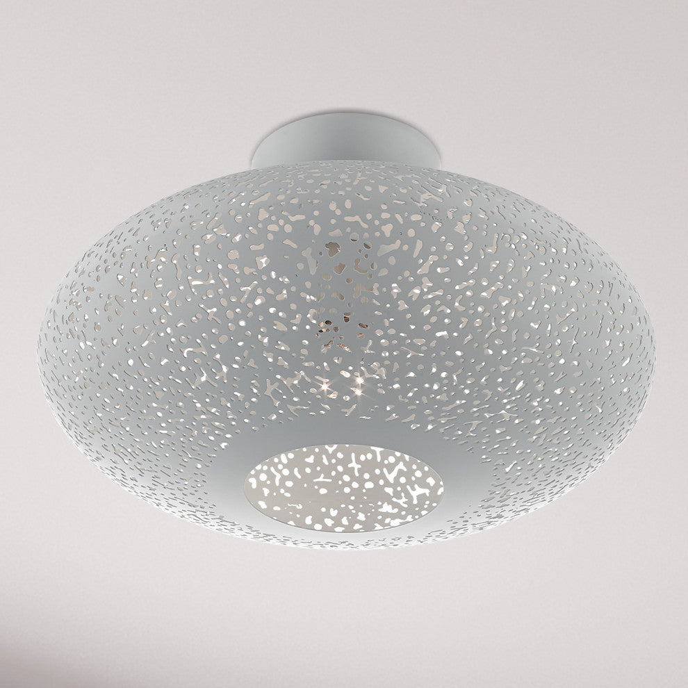 Livex Lighting Charlton 1 Light Nordic Gray, Brushed Nickel Accents Semi-Flush