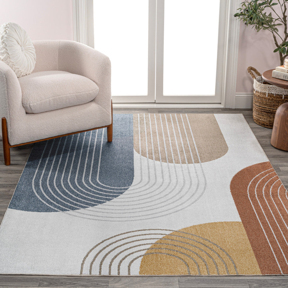 Arches Contemporary Minimalist Machine-Washable Multi 3 ft. x 5 ft. Area Rug