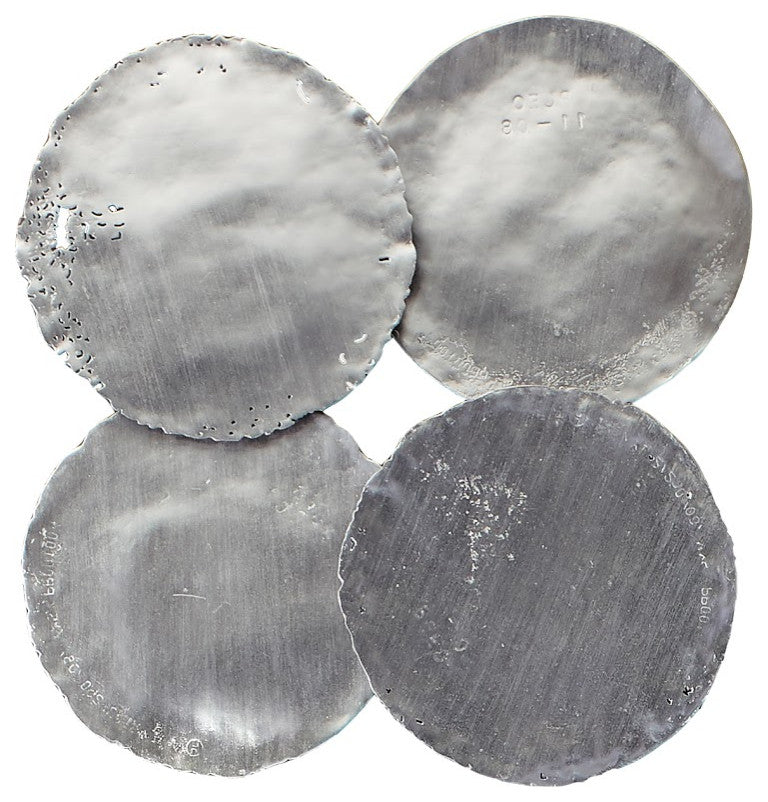 Galvanized Circle Wall Tiles, 4-Piece Set, Silver Leaf