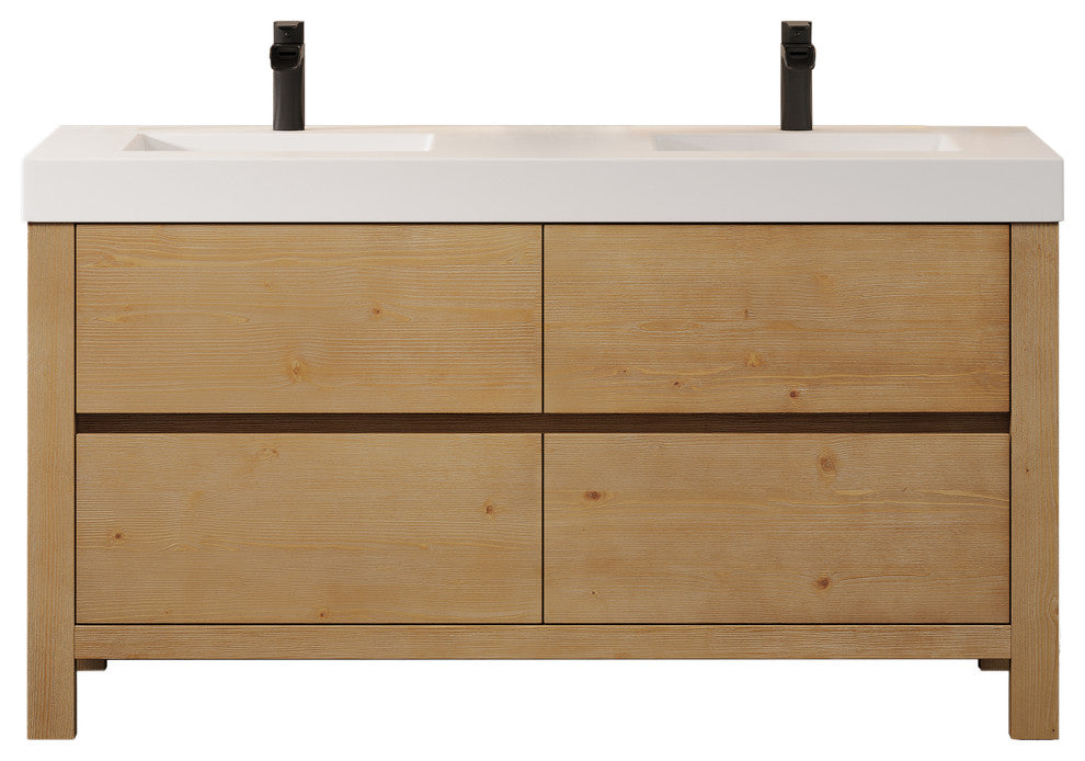 Cascadia Bathroom Vanity, Weathered Fir, 60", No Mirror