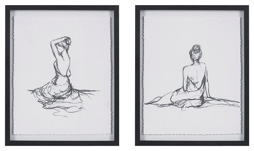 Madison Park Feminine Figures Deckle Edge Sketch 2-Piece Framed Wall Art Set