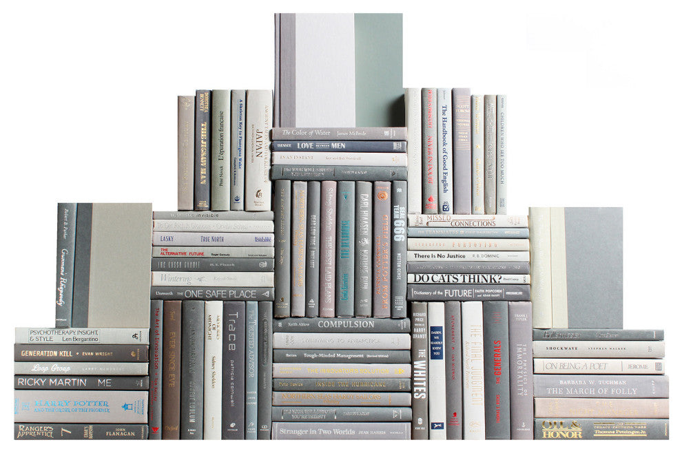 Modern Book Wall Set, Granite, Set of 75