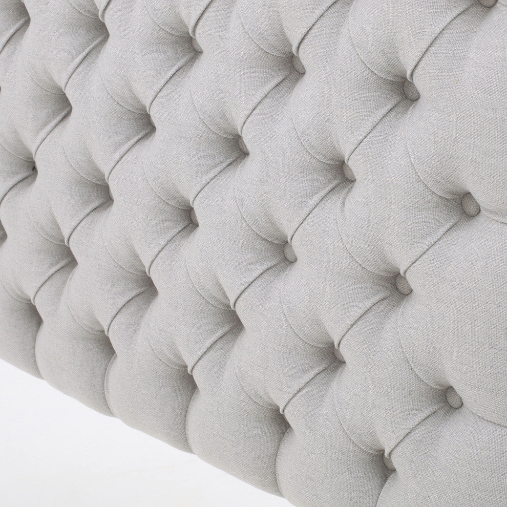 GDF Studio Annecy Diamond Tufted Fabric Queen/ Full Headboard, Light Gray