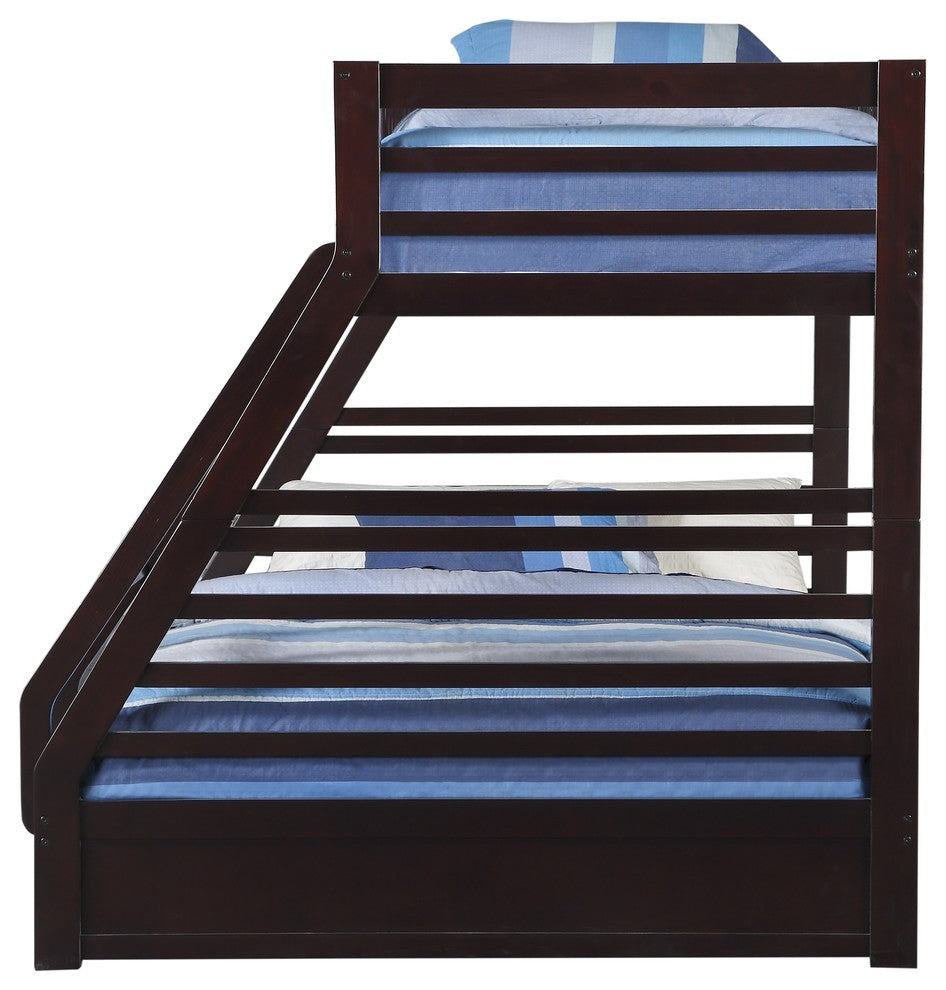 Jason Twin-Over-Queen Bunk Bed With Drawers, Espresso