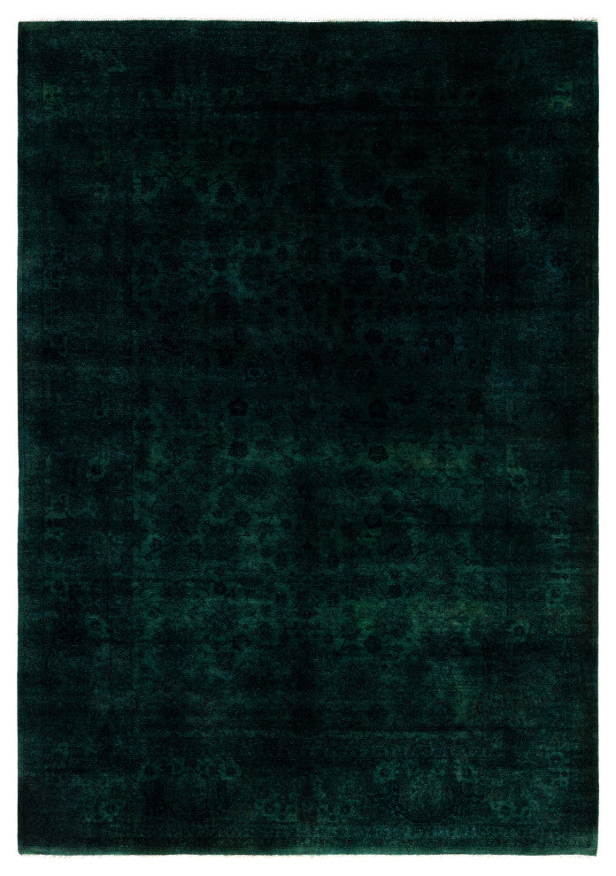 Overdyed One-of-a-Kind Hand-Knotted Area Rug Green, 6' 1" x 8' 10"