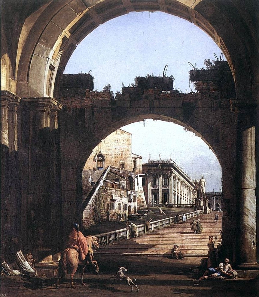Bernardo Bellotto Capriccio of the Capitol - 20" x 25" Premium Canvas Print
