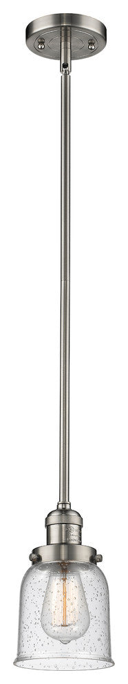 Small Bell 1-Light LED Pendant, Brushed Satin Nickel, Glass: Seedy