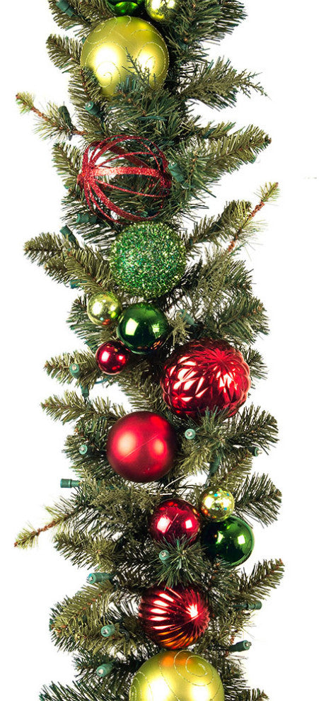 9' Artificial Christmas Garland with Lights, Festive Holiday