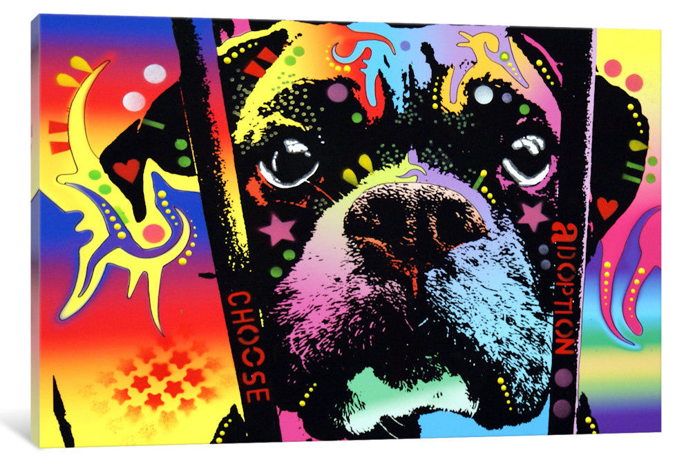 "Choose Adoption Boxer" Wrapped Canvas Art Print, 26x18x1.5
