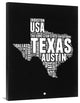 "Texas Black and White Map" Fine Art Print