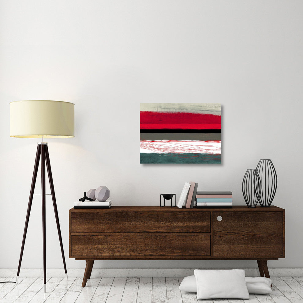 "Abstract Stripe Theme Red Grey And White" Fine Art Print