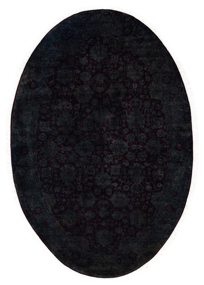 Overdyed One-of-a-Kind Hand-Knotted Area Rug Gray, 4' 1" x 6' 1"