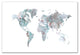 Greige World Map 24x36 Canvas Wall Art