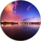 Night Sky Reflection In River, Landscape Photo Disc Metal Wall Art, 23"