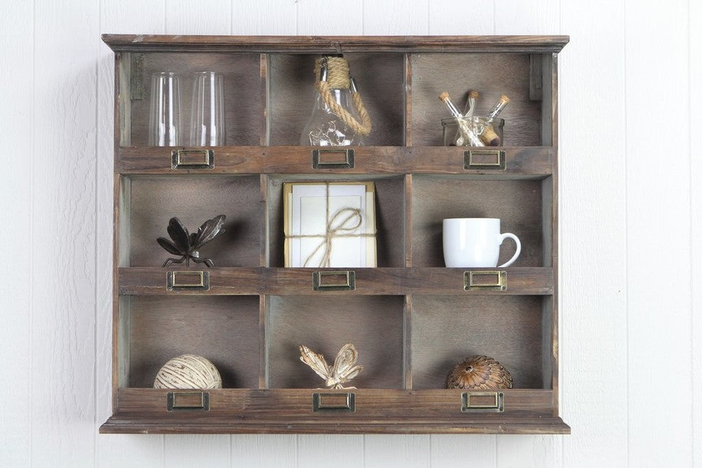 9-Cubby Wooden Wall Organizer