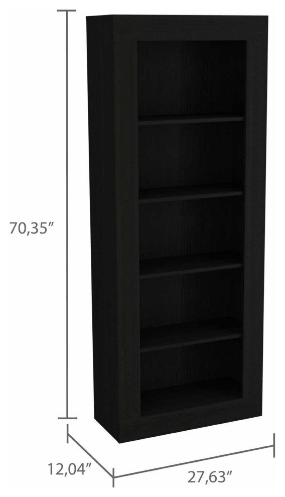 Melbourne Bookcase with 5 Open Shelves and Frame, Black