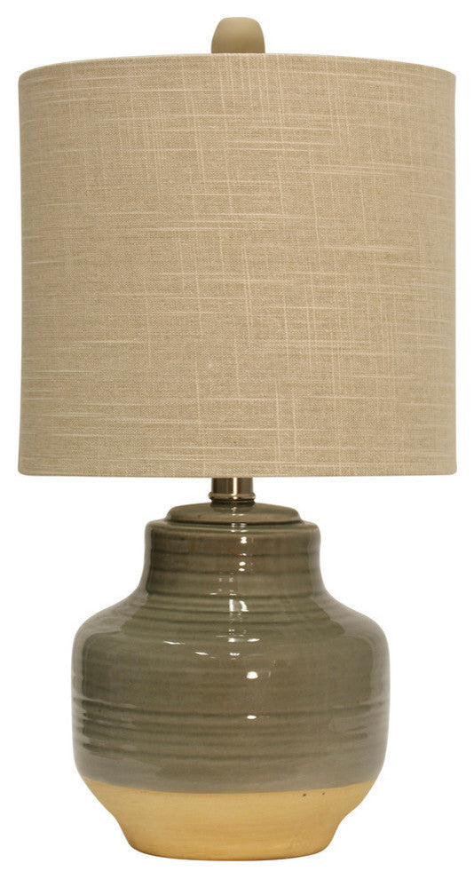 Prova Ceramic Table Lamp, Cream Finish, Beige Hardback Fabric Shade, Gray