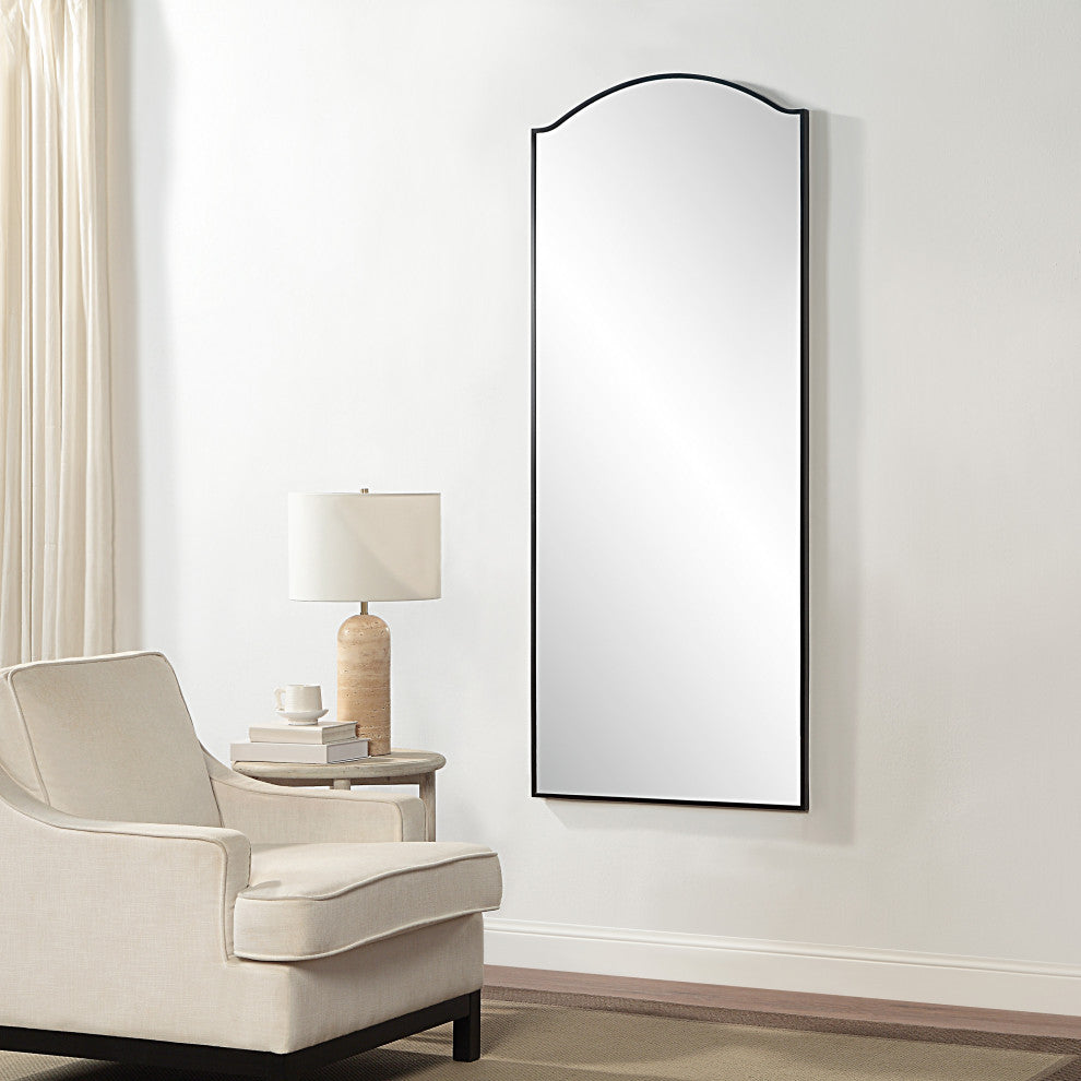 Balina 72" Tall Rectangular Arch Mirror, Matte Black
